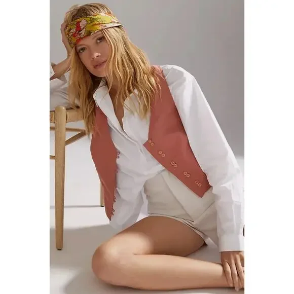 Anthropologie pink seamed vest top - Picture 2 of 10